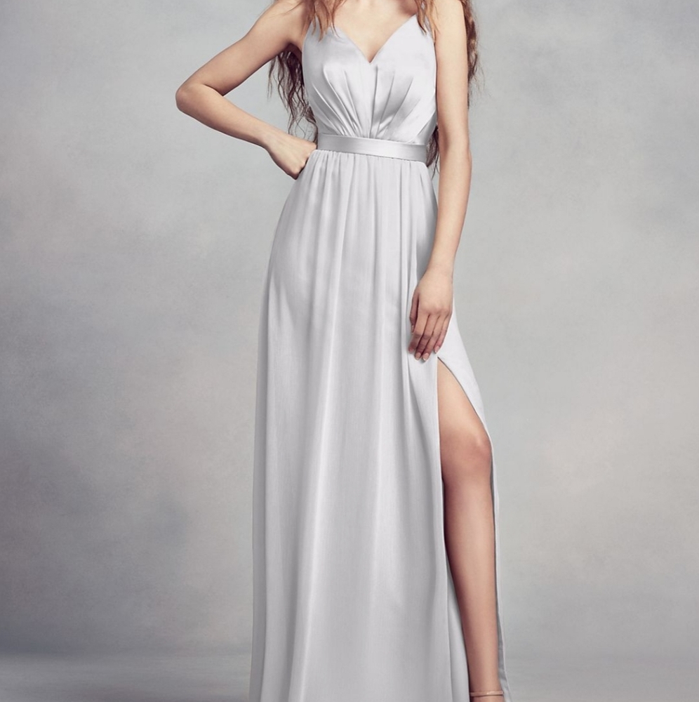Charmeuse and Chiffon Bridesmaids Dress - Sterling